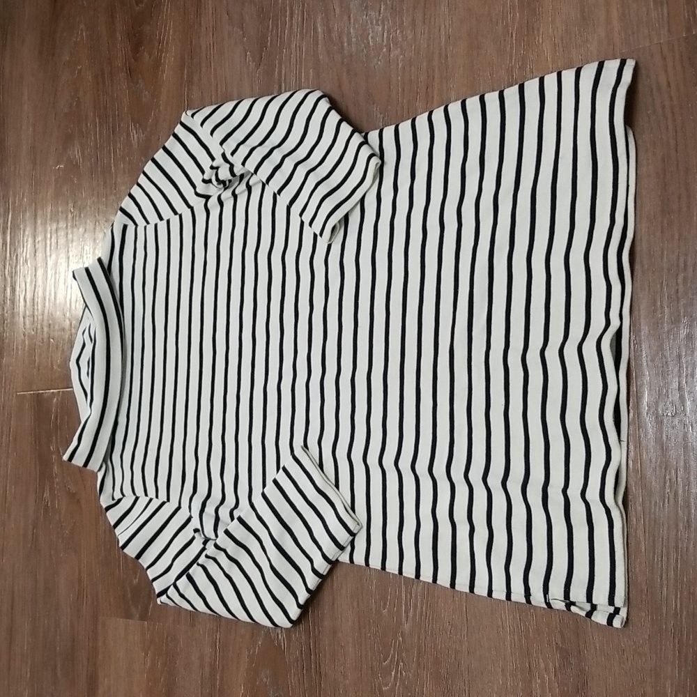 (S) Lands' End Nautical Striped 100% Cotton Sweater Modest Casual Cozy Coastal